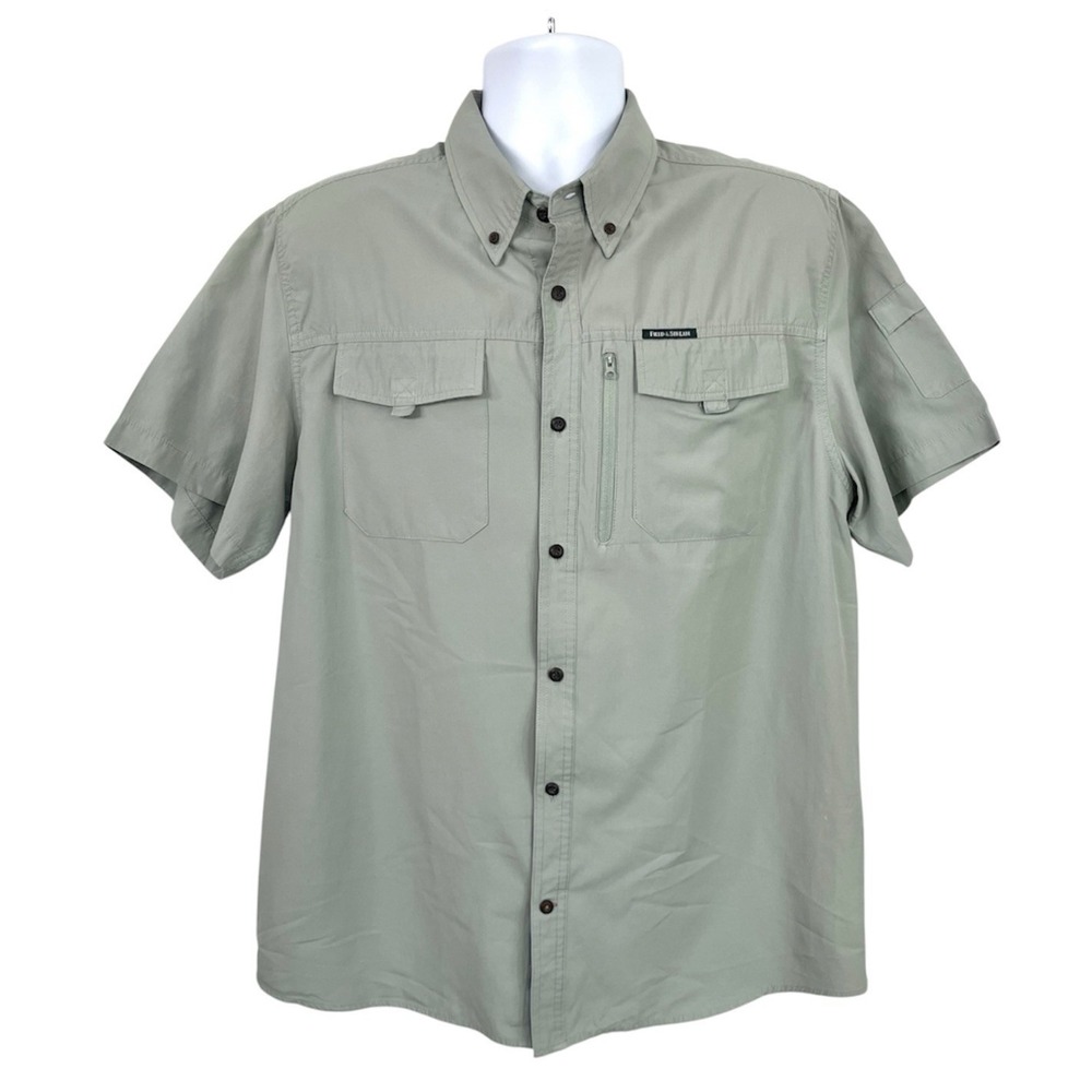 Field & Stream Mens XL Sage Green Fishing Hiking Button Shirt